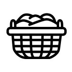 Clothes in laundry basket icon
