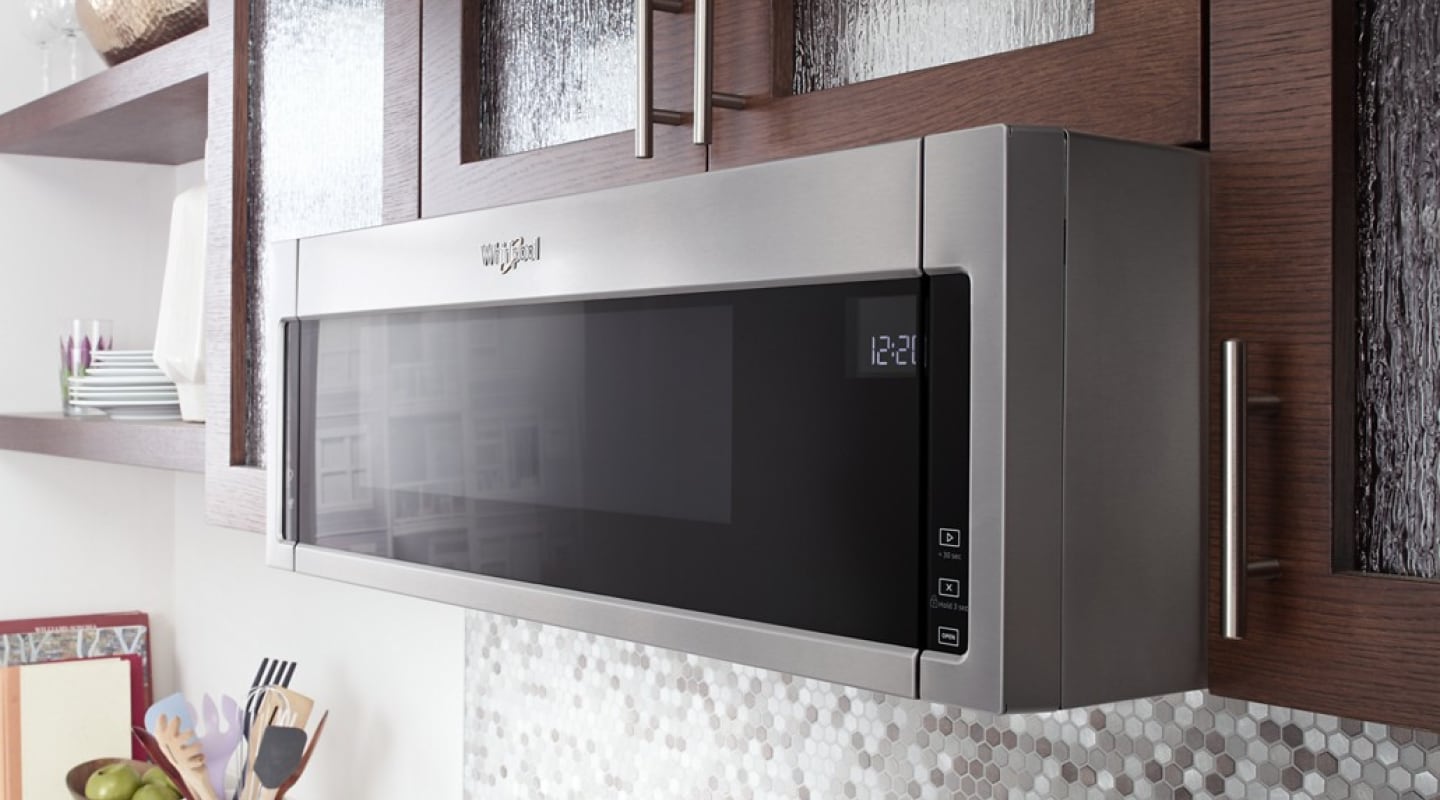 Whirlpool® low profile microwave in brown cabinetry Whirlpool® Low Profile Microwave in brown cabinetry