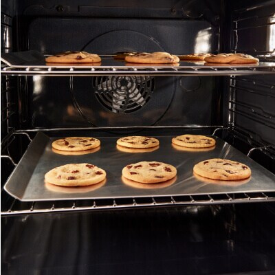 Cookies baking in an oven