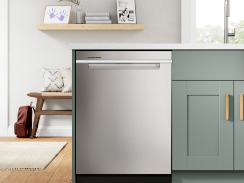 Whirlpool® dishwasher set in green cabinetry Whirlpool® dishwasher set in green cabinetry