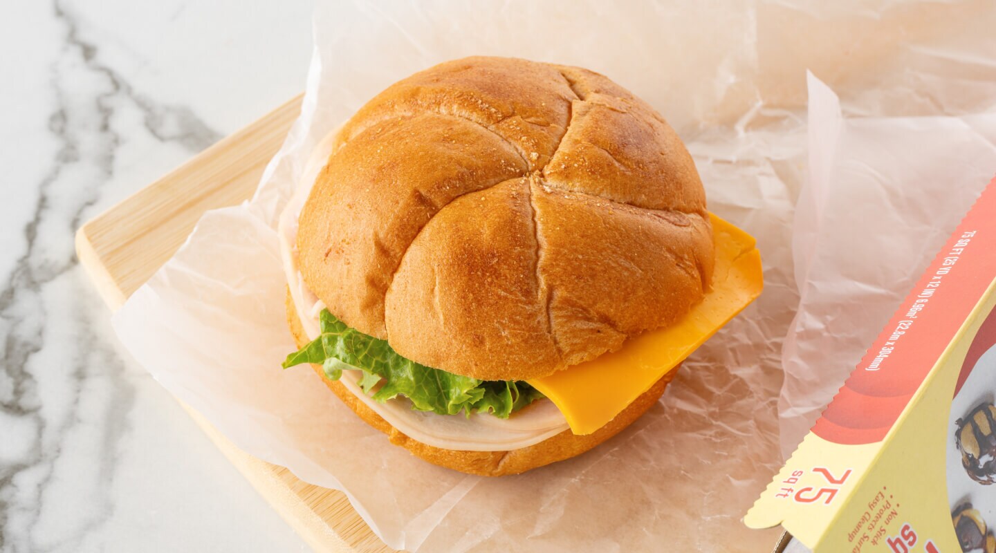 Sandwich on parchment paper Sandwich on parchment paper