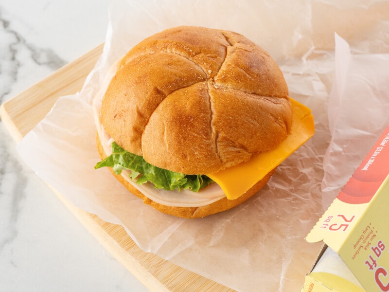 Sandwich on parchment paper Sandwich on parchment paper