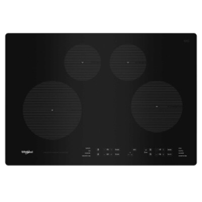 A black induction cooktop