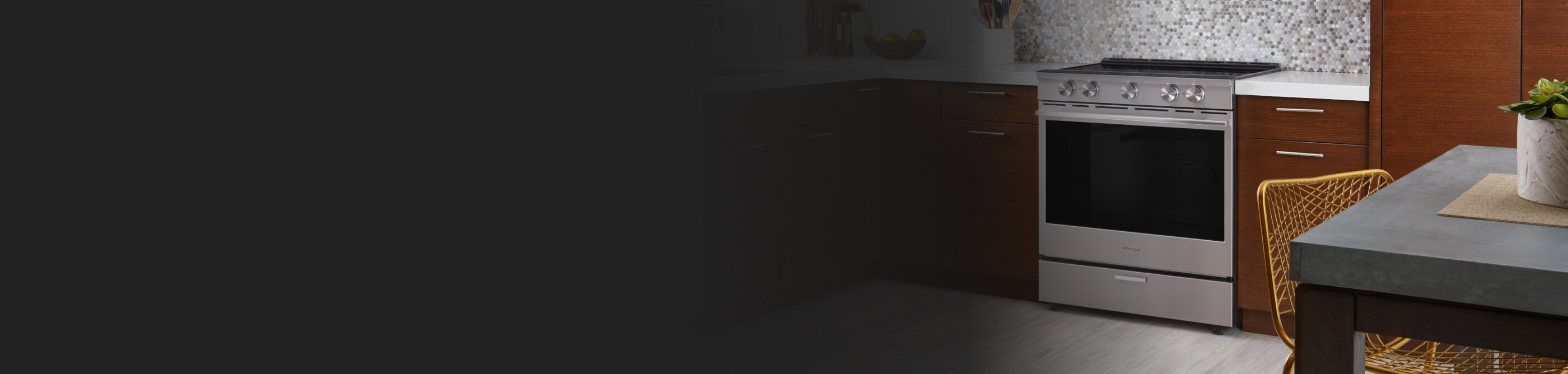 Whirlpool® range set in cabinetry