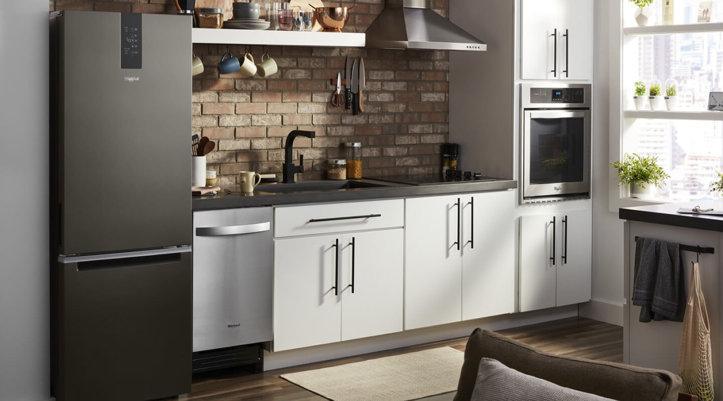 A Whirlpool brand 33-inch wide Bottom-Freezer Refrigerator