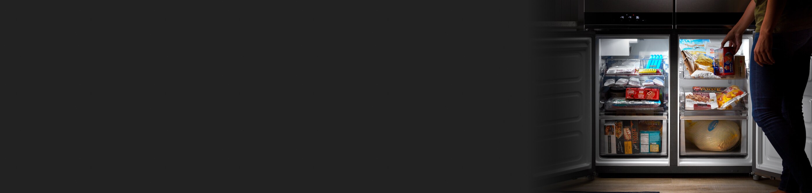 Various frozen items in a freezer