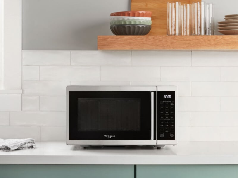 Whirlpool® microwave on a kitchen counter Whirlpool® microwave on a kitchen counter