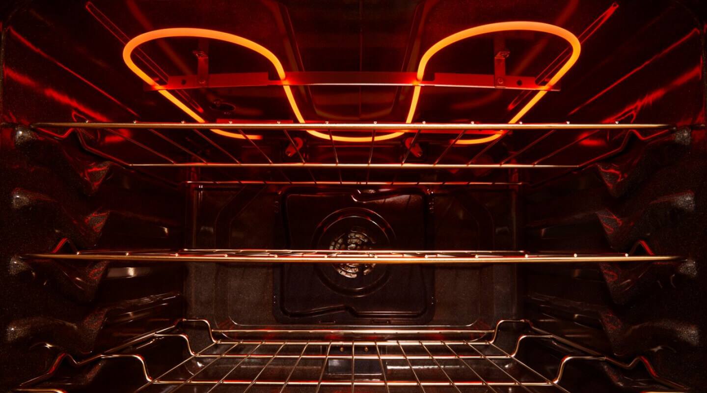 The inside of an oven with three racks The inside of an oven with three racks