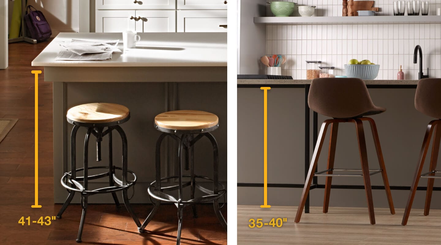 Side-by-side image of counter and bar height measurements Side-by-side image of counter and bar height measurements