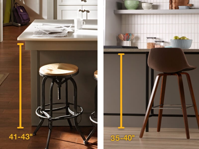 Side-by-side image of counter and bar height measurements Side-by-side image of counter and bar height measurements