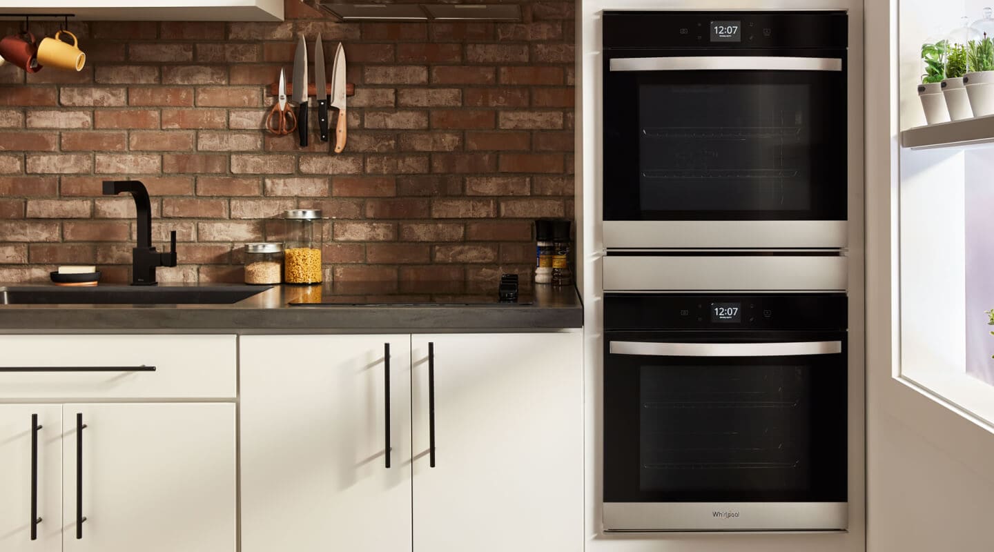 Whirlpool® stainless steel double wall oven in a contemporary kitchen Whirlpool® stainless steel double wall oven in a contemporary kitchen