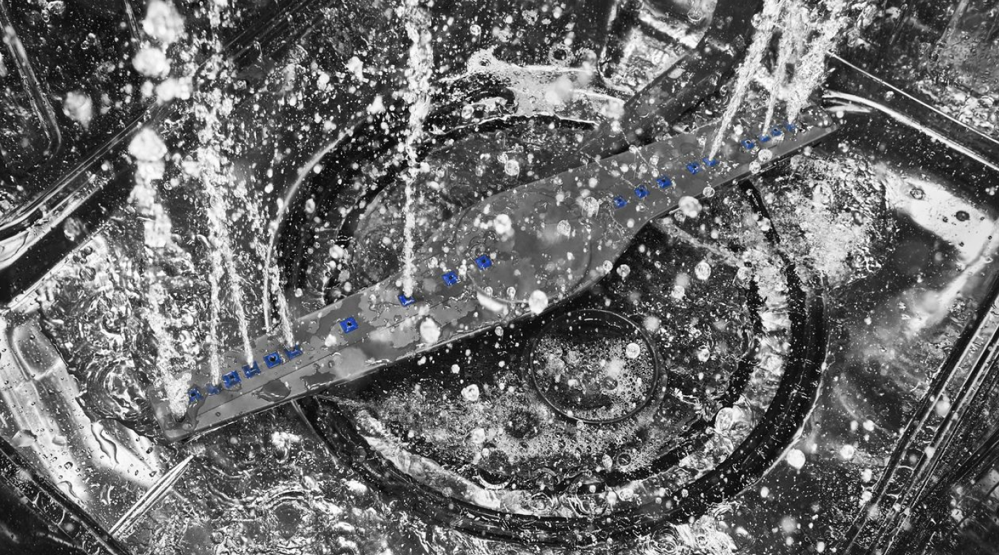 An active dishwasher cycle An active dishwasher cycle