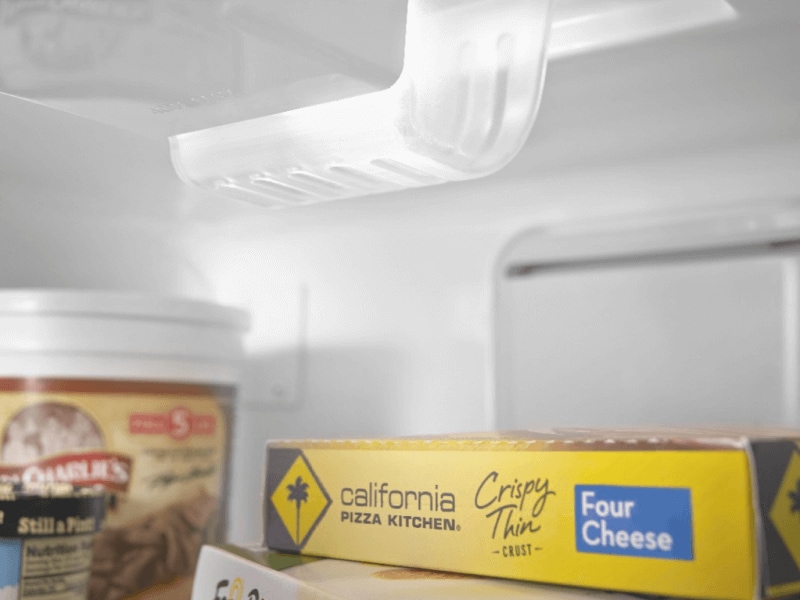 A closeup of frozen items in a Whirlpool® Freezer