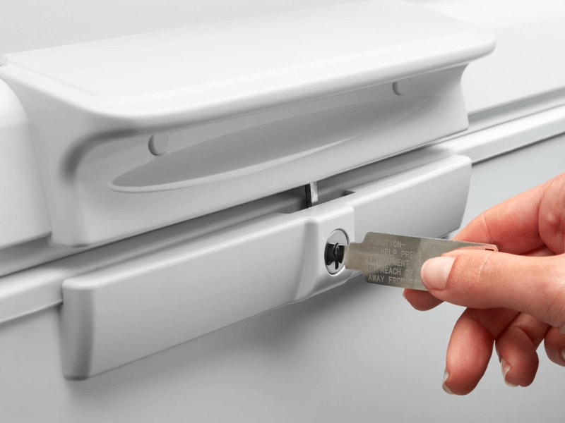 Key locking a chest freezer Key locking a chest freezer
