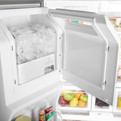 Close-up of in-door ice storage