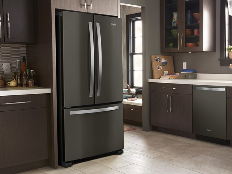 Whirlpool® French Door Refrigerator set in an updated kitchen