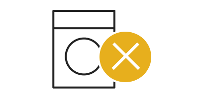 Front load washer with “X” mark icon
