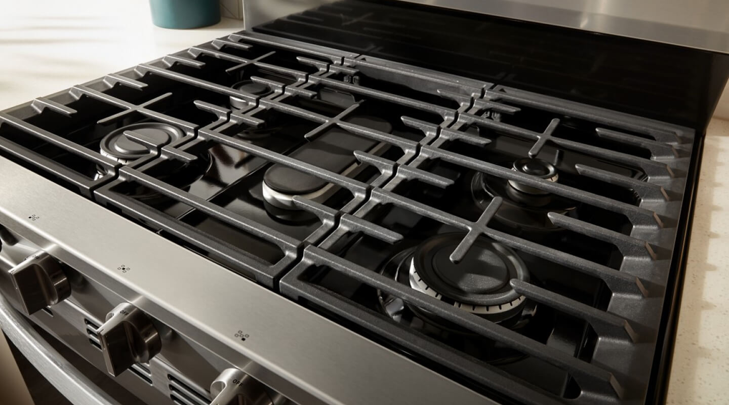The cooktop of a Whirlpool® Gas Range The cooktop of a Whirlpool® Gas Range