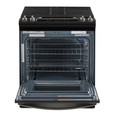 Image of an open electric oven