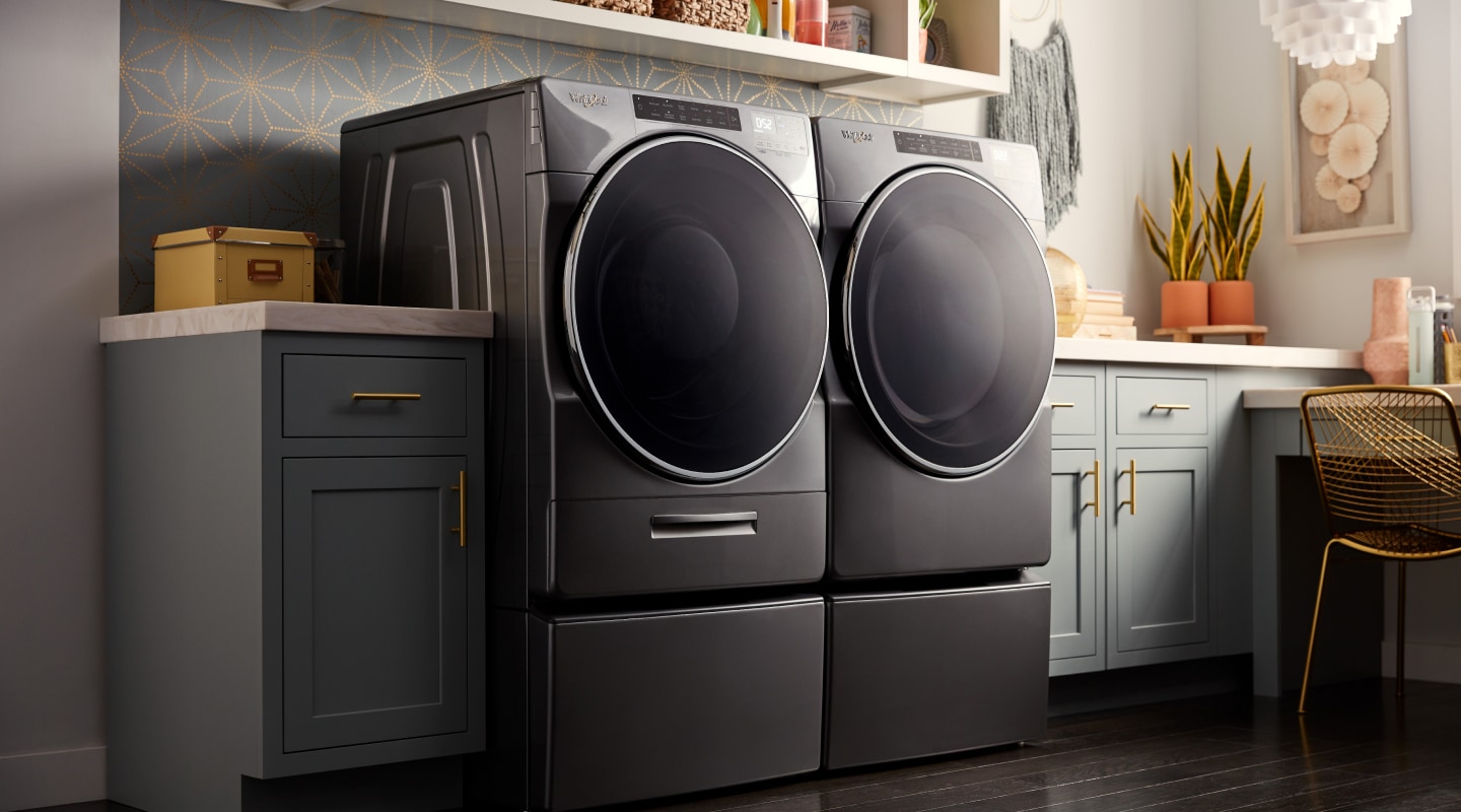 Stainless steel Whirlpool® front loading washer and dryer  Stainless steel Whirlpool® front loading washer and dryer