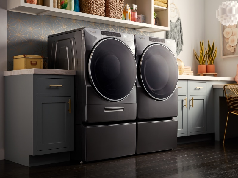 Stainless steel Whirlpool® front loading washer and dryer  Stainless steel Whirlpool® front loading washer and dryer