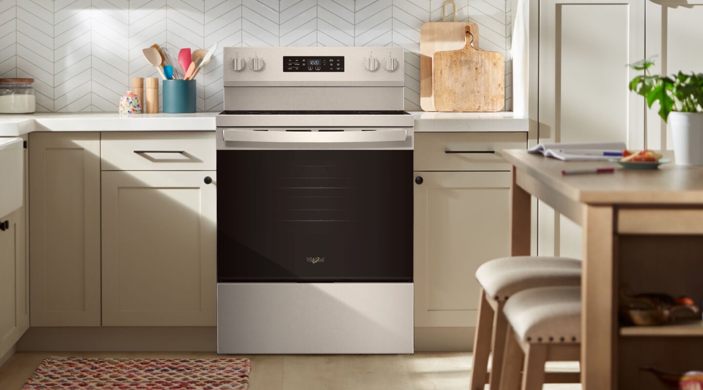 Whirlpool® Electric Range in neutral cabinetry