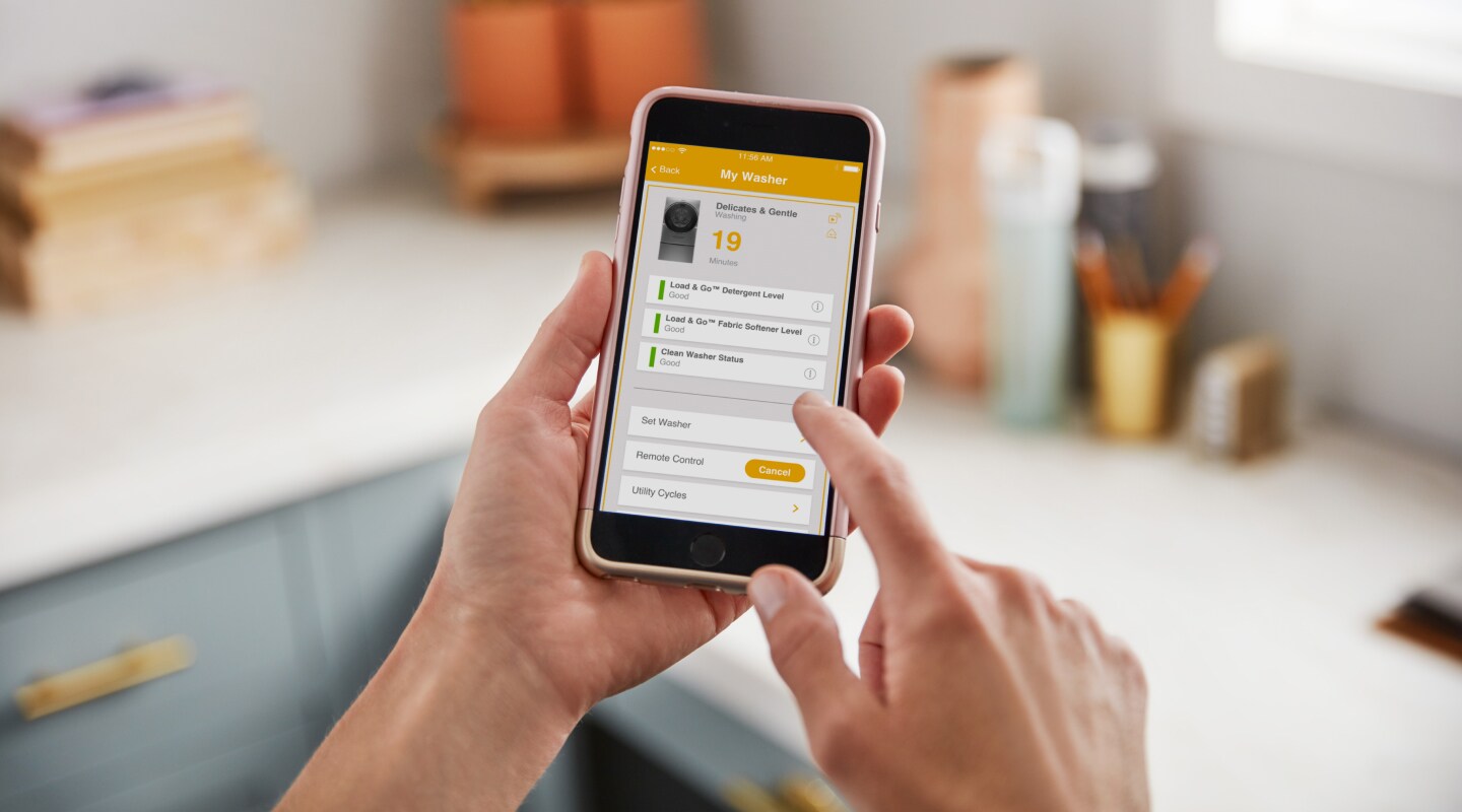 Person using Whirlpool® App Person using Whirlpool® App