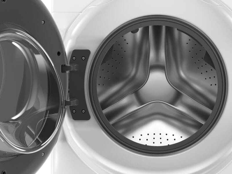 An empty, open, front-load washing machine An empty, open, front-load washing machine