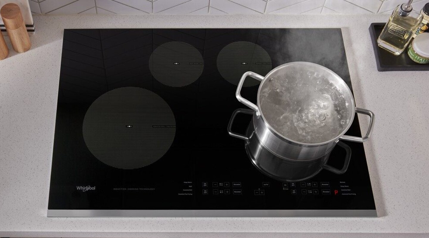Water boiling on a cooktop