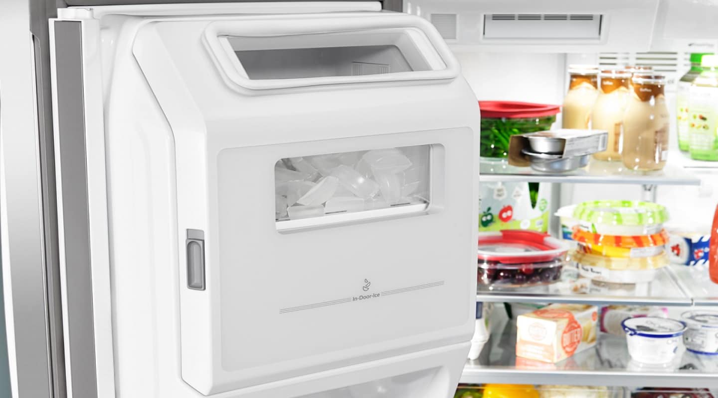 In-Door-Ice® Storage inside a Whirlpool® Refrigerator In-Door-Ice® Storage inside a Whirlpool® Refrigerator