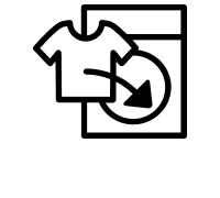 A shirt with an arrow pointing to a washer icon.