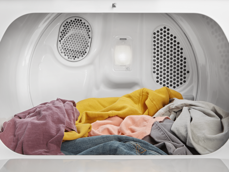A load of laundry in a Whirlpool® Dryer. A load of laundry in a Whirlpool® Dryer.