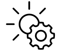 Sun and gear icon