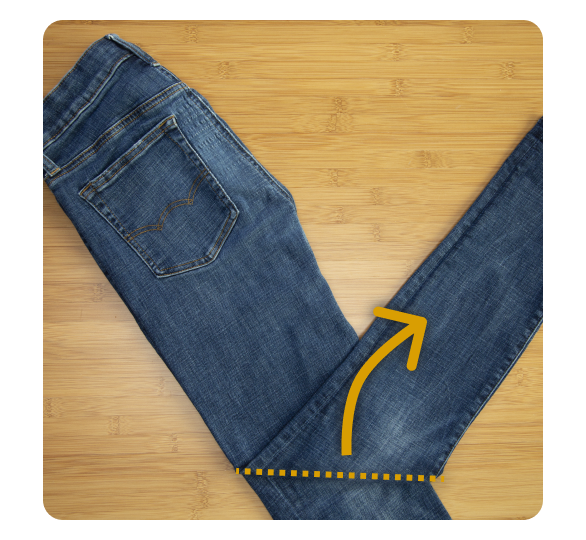One pant leg folded out One pant leg folded out One pant leg folded out