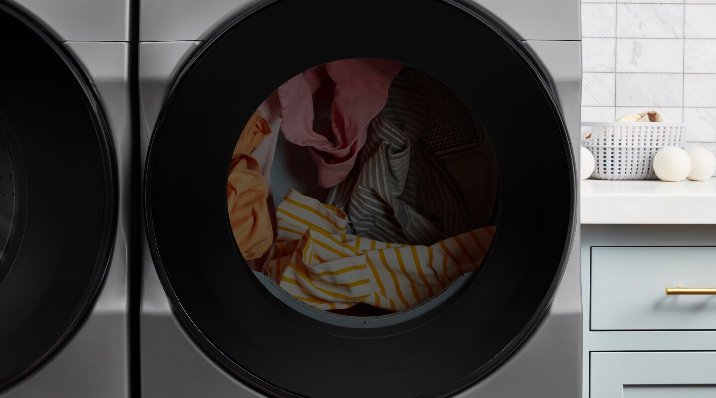Clothes inside a Whirlpool® Dryer