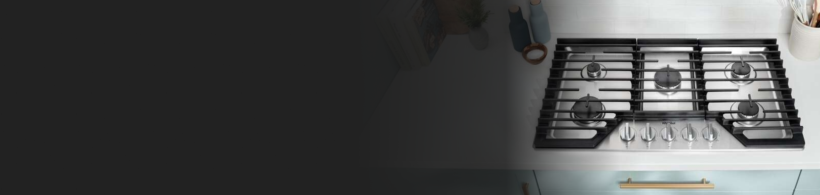 Stainless steel gas cooktop in a kitchen