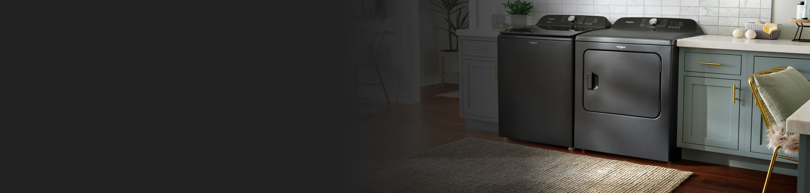 Washer and dryer set in laundry room