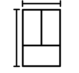 Icon of fridge with dimensions being measured Icon of fridge with dimensions being measured