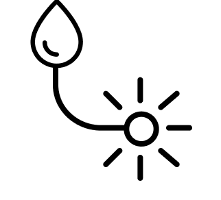 Icon of water droplet connected to valve Icon of water droplet connected to valve