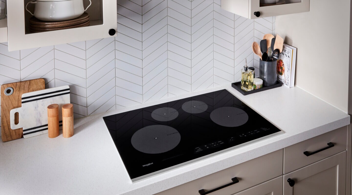An induction cooktop in a modern kitchen