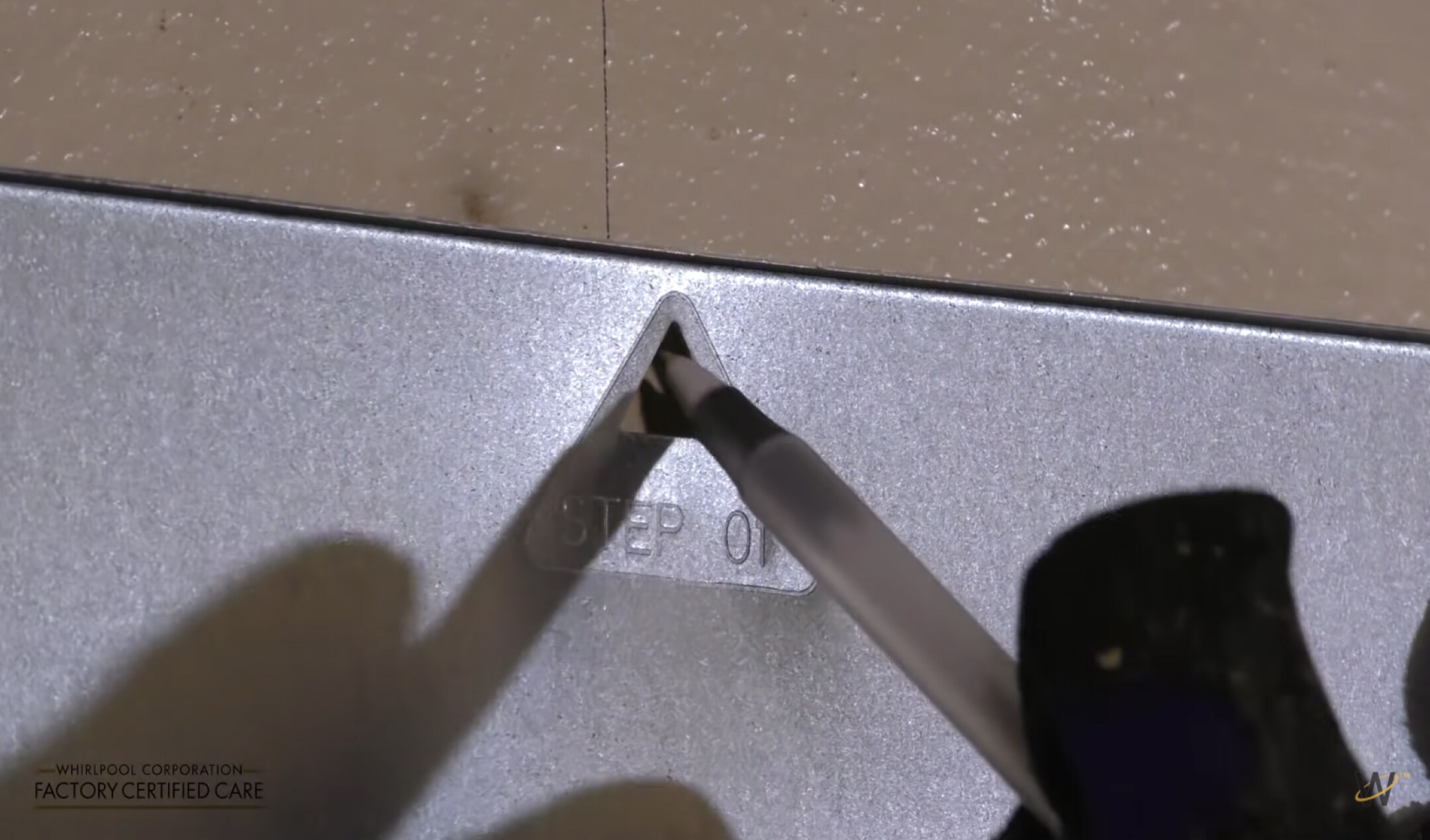 Drill holes into the studs are being marked