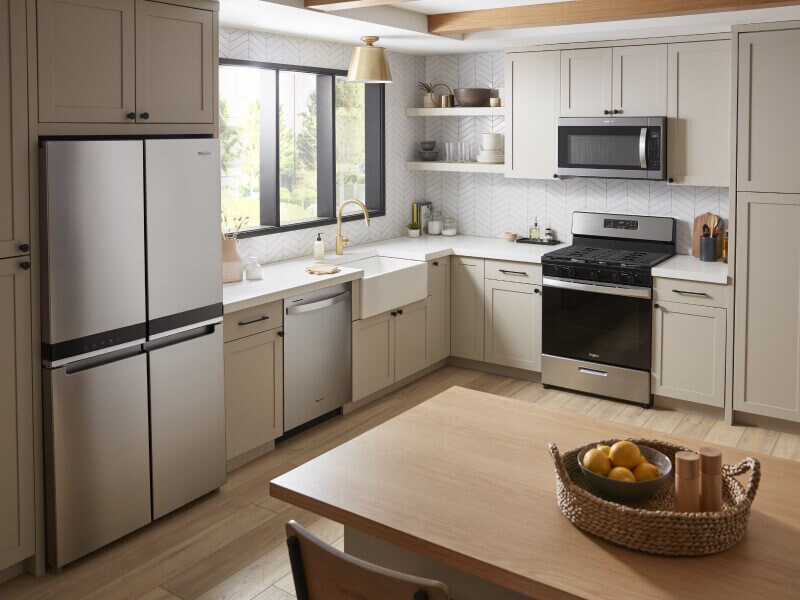 A bright kitchen with stainless steel appliances
