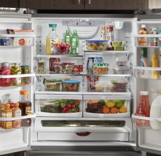 An open refrigerator