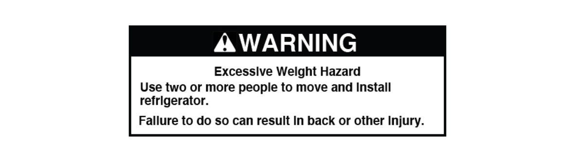 Weight panel warning that cautions against moving heavy objects without assistance Weight panel warning that cautions against moving heavy objects without assistance
