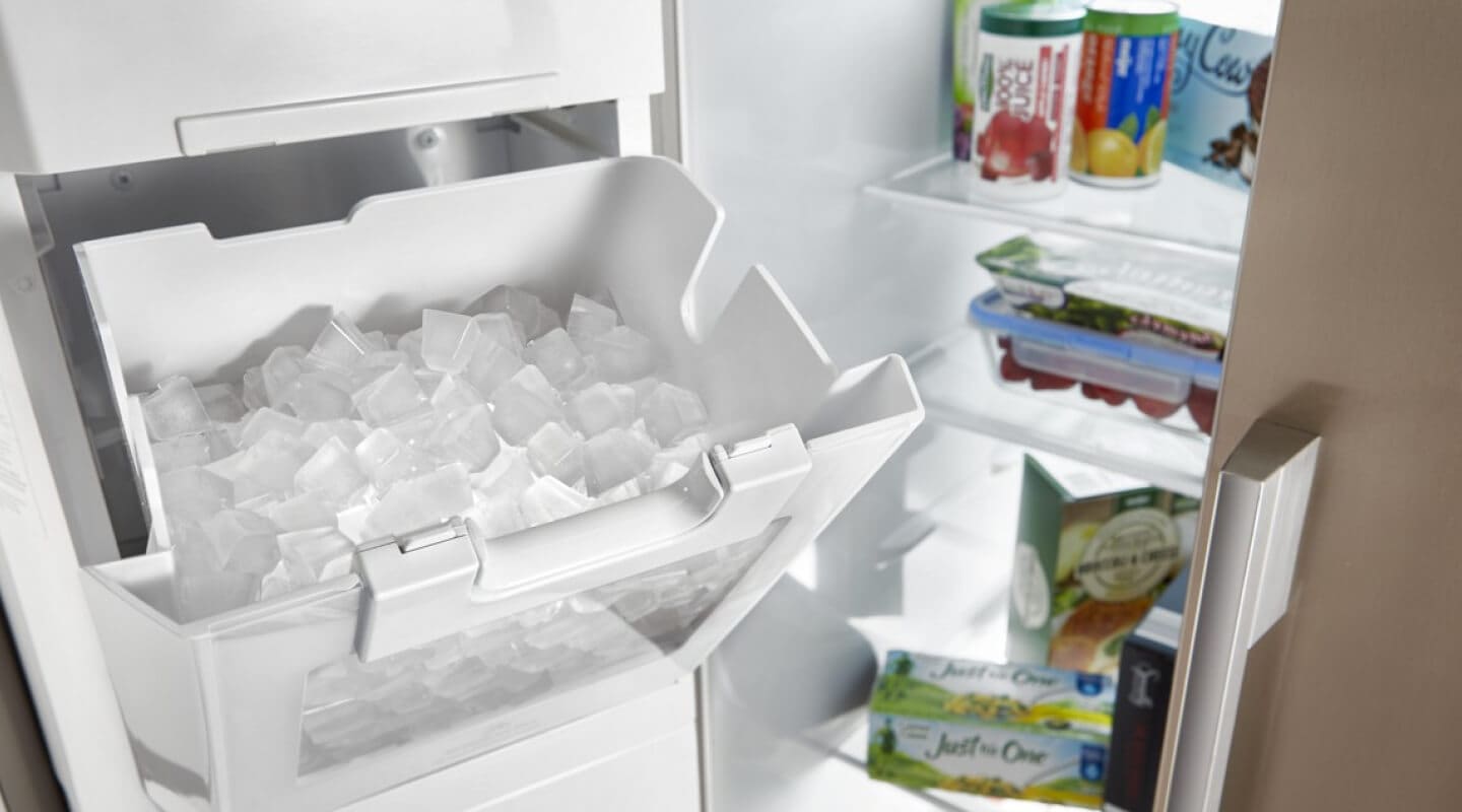 The ice compartment of a freezer The ice compartment of a freezer