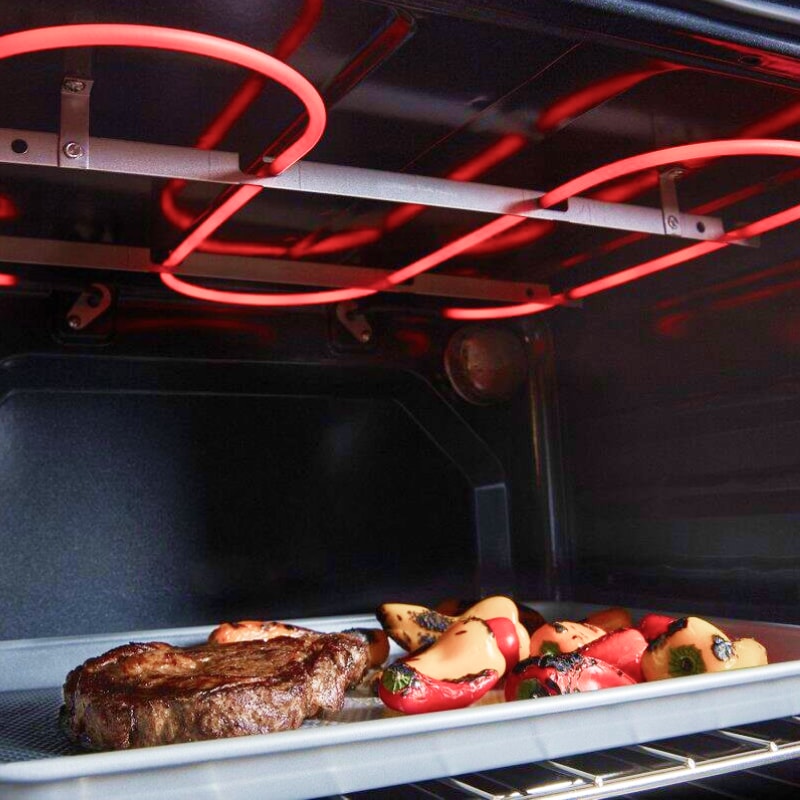 Dish heating in the oven under hot coils