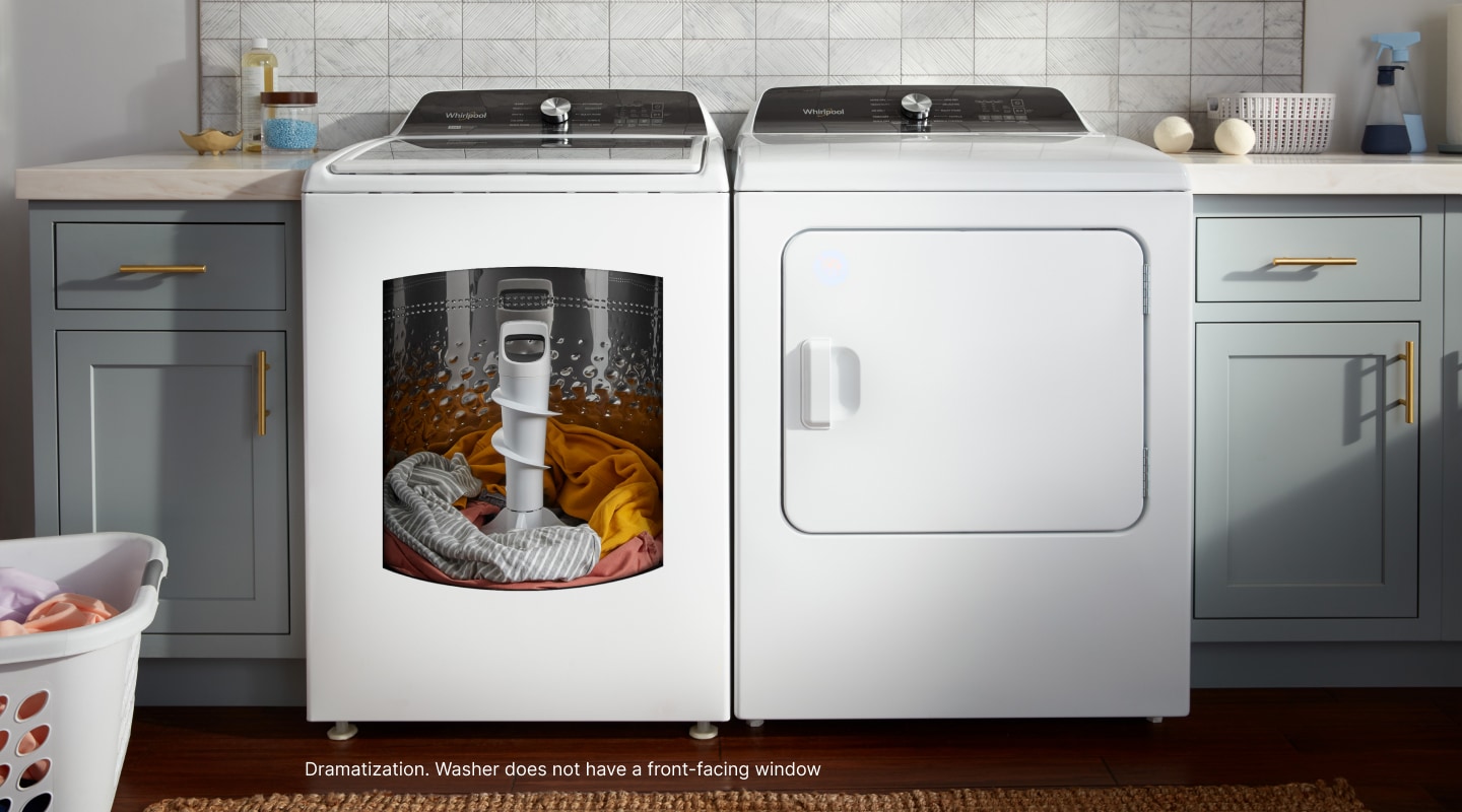 Whirlpool® 2-in-1 washing machine showing removable agitator Whirlpool® 2-in-1 washing machine showing removable agitator