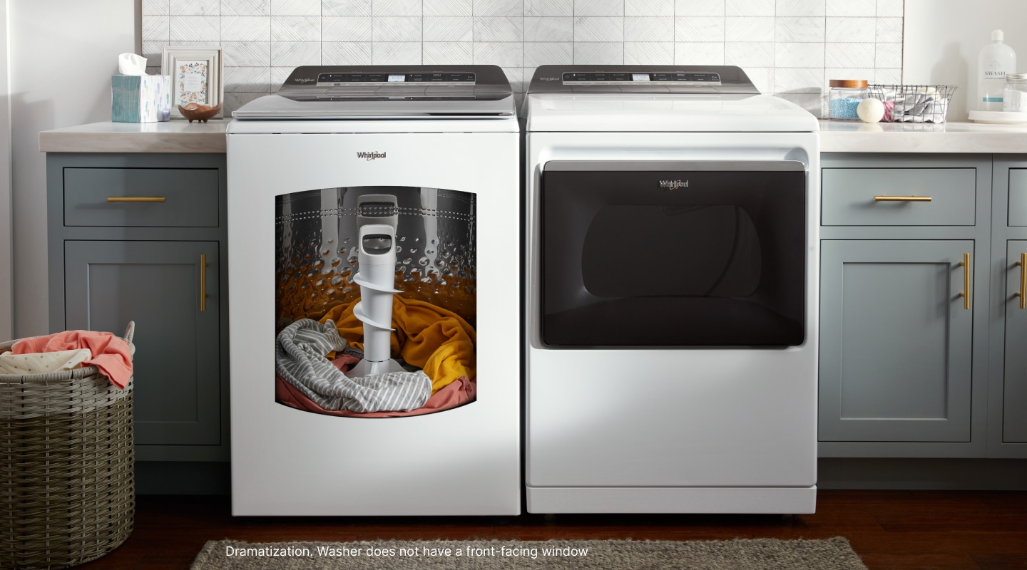 Whirlpool® 2-in-1 washing machine showing removable agitator Whirlpool® 2-in-1 washing machine showing removable agitator