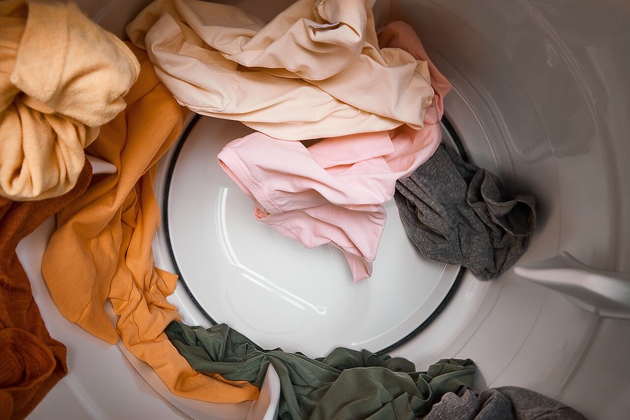 Clothes in a dryer Clothes in a dryer