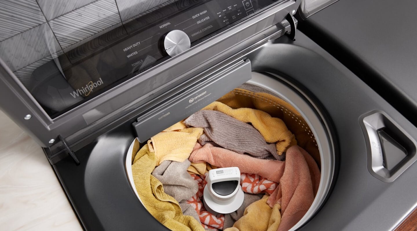 Clothes in a Whirlpool® Washer